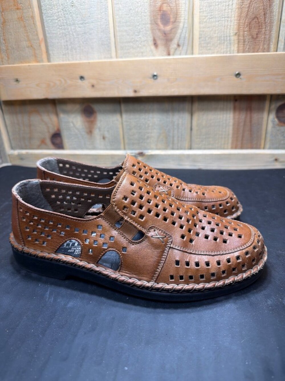 Rieker Antistress Women Brown Leather Huarache Slip On Loafer Shoes EU38 US 7.5